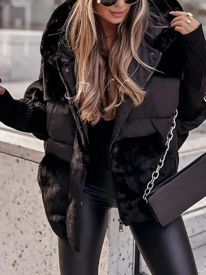 Dames Gewatteerde Winterjas – Met Capuchon, Casual Buitenjas voor Winter