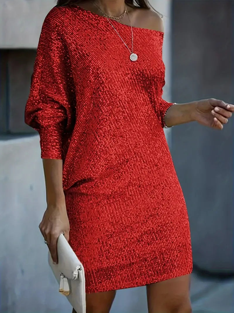 Dames Cocktailjurk – Contrasterende Pailletten, Feestjurk voor Avondkleding