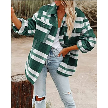 Dames Flanellen Blouse – Katoen, Casual voor Herfst en Winter