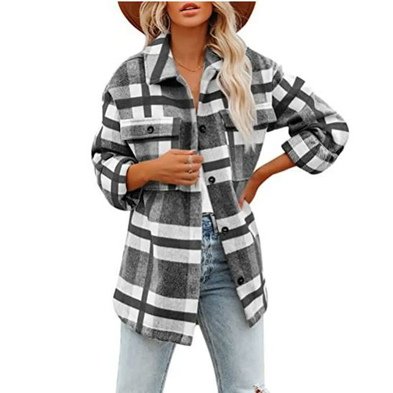 Dames Flanellen Blouse – Katoen, Casual voor Herfst en Winter