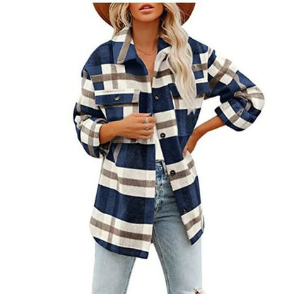 Dames Flanellen Blouse – Katoen, Casual voor Herfst en Winter
