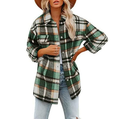 Dames Flanellen Blouse – Katoen, Casual voor Herfst en Winter