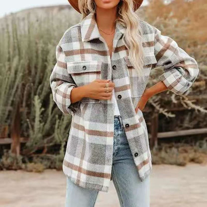 Dames Flanellen Blouse – Katoen, Casual voor Herfst en Winter