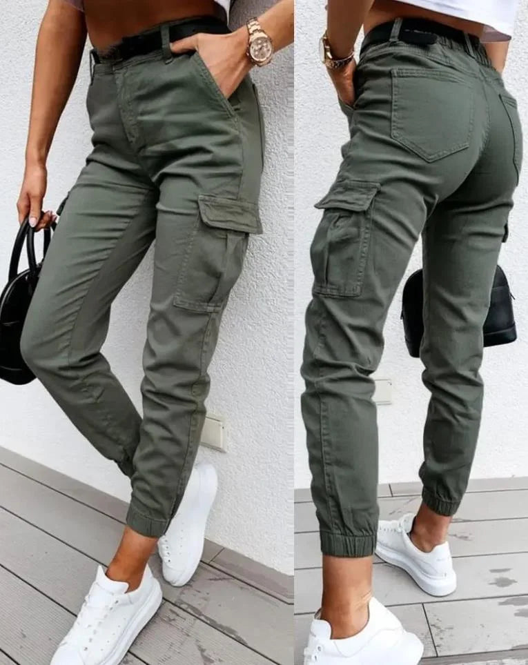 Dames Hoge Taille Cargo Broek – Met Cargozakken, Casual Streetwear