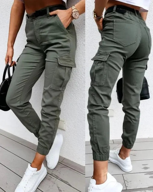 Dames Hoge Taille Cargo Broek – Met Cargozakken, Casual Streetwear